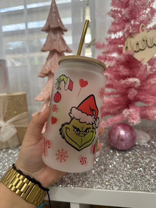 Grinch Can Glass