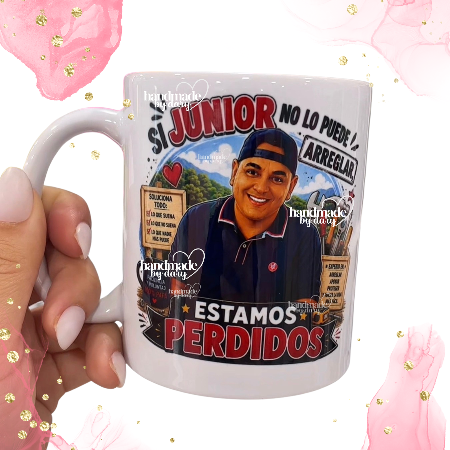 Taza Personalizada para Papá | Caricatura con Nombre | Regalo Día de los Padres | “Si No Lo Puede Arreglar, Estamos Perdidos“
