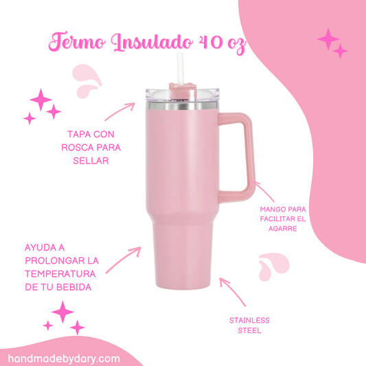 Vaso Insulado 40 Oz. Color Rosa