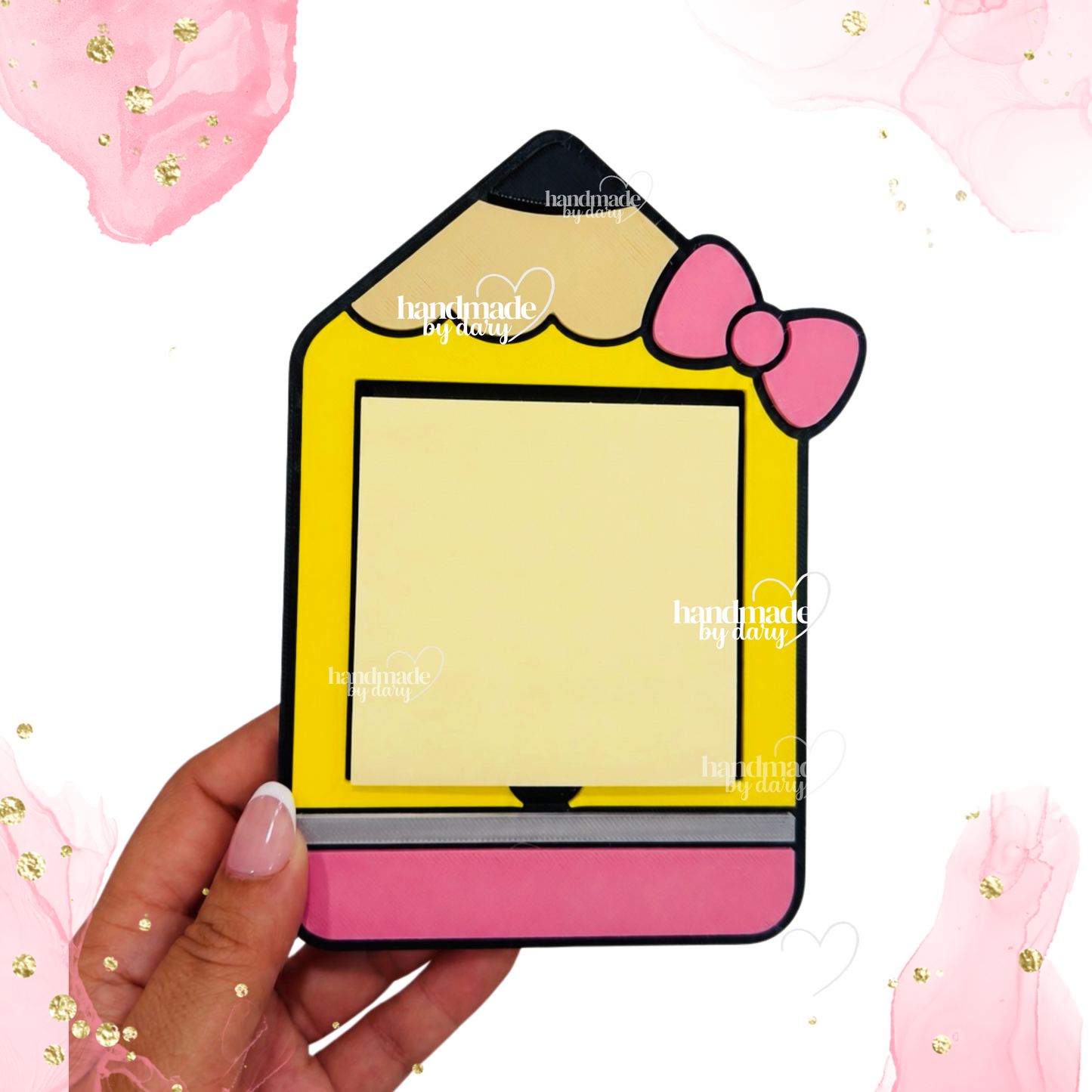 Porta Post-it Lápiz Girly | Sticky Note Holder para Escritorio